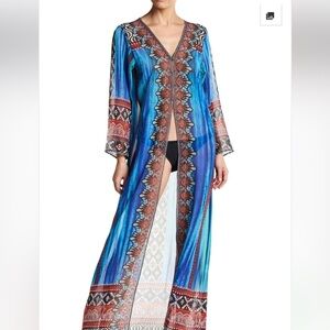 Venus Women's Multicolor Front-Hook Long Cape Beach Cover Up Size L